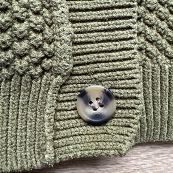 Free People Lila Cardigan Green Textured Knit Button Front (L) - Picture 11 of 14